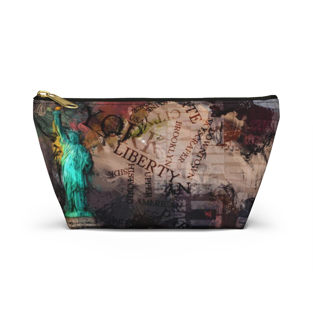 New York City Cosmetic Pouch w T-bottom, Accessory Pouch - NYC Liberty