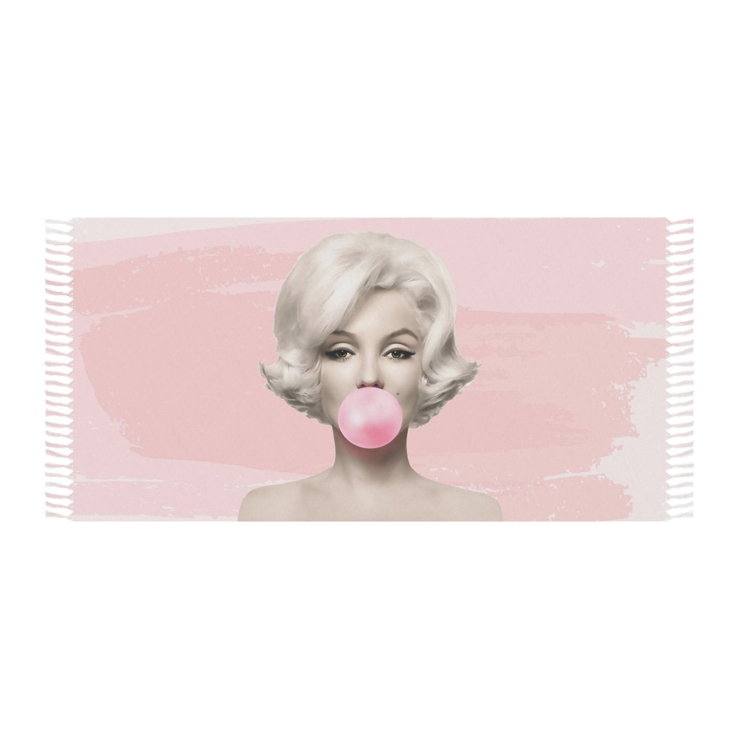 Personalized Marilyn Monroe Bubblegum Wrap, Beach Cloth with Fringe - Pink Marilyn Monroe Bubblegum Towel