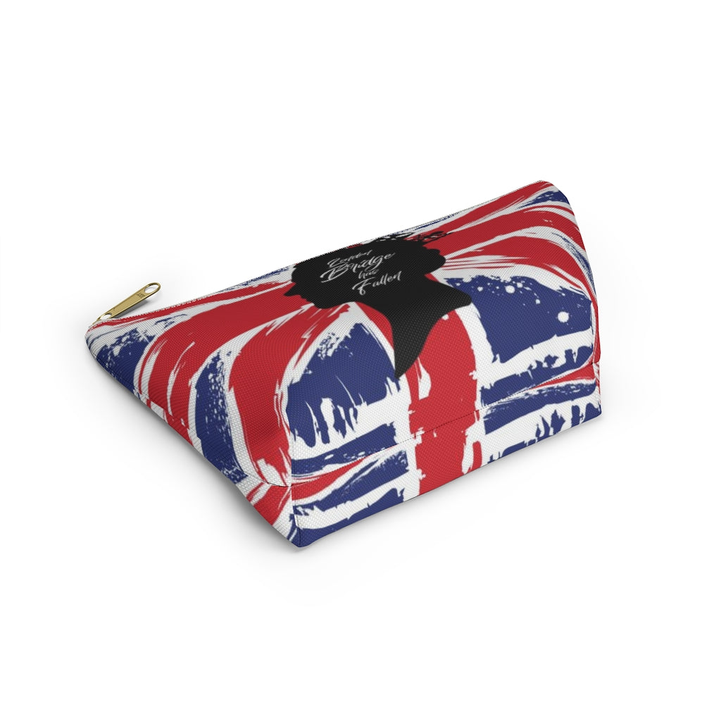 London Bridge has Fallen Cosmetic Pouch w T-bottom, Accessory Pouch, British Flag Queen Elizabeth