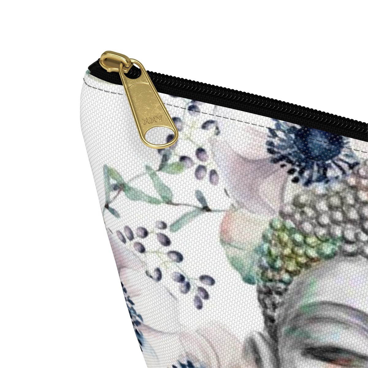 Buddha Cosmetic Pouch w T-bottom, Accessory Pouch - Buddha Flower