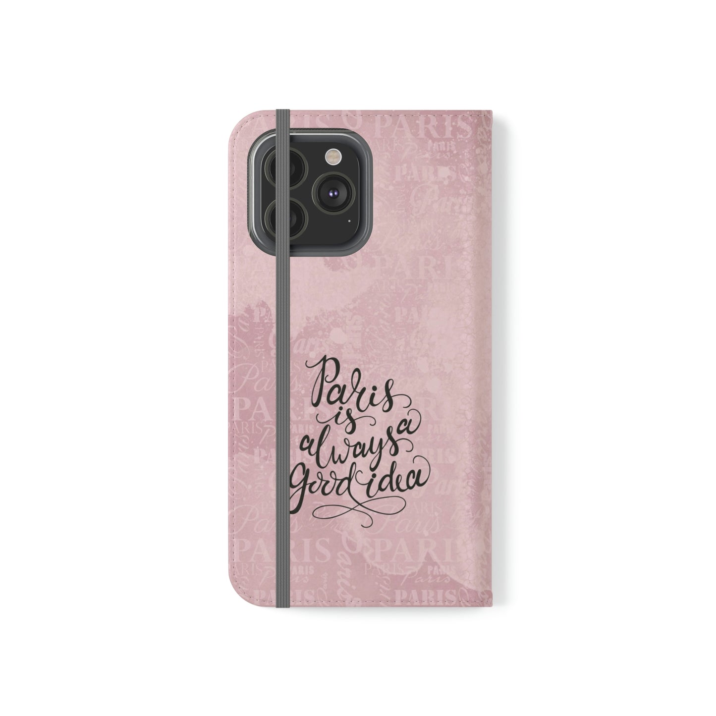 Audrey Hepburn Phone Case, Pink Paris Folio Phone Case, Paris is Always a Good Idea Smart Phone Folding Case