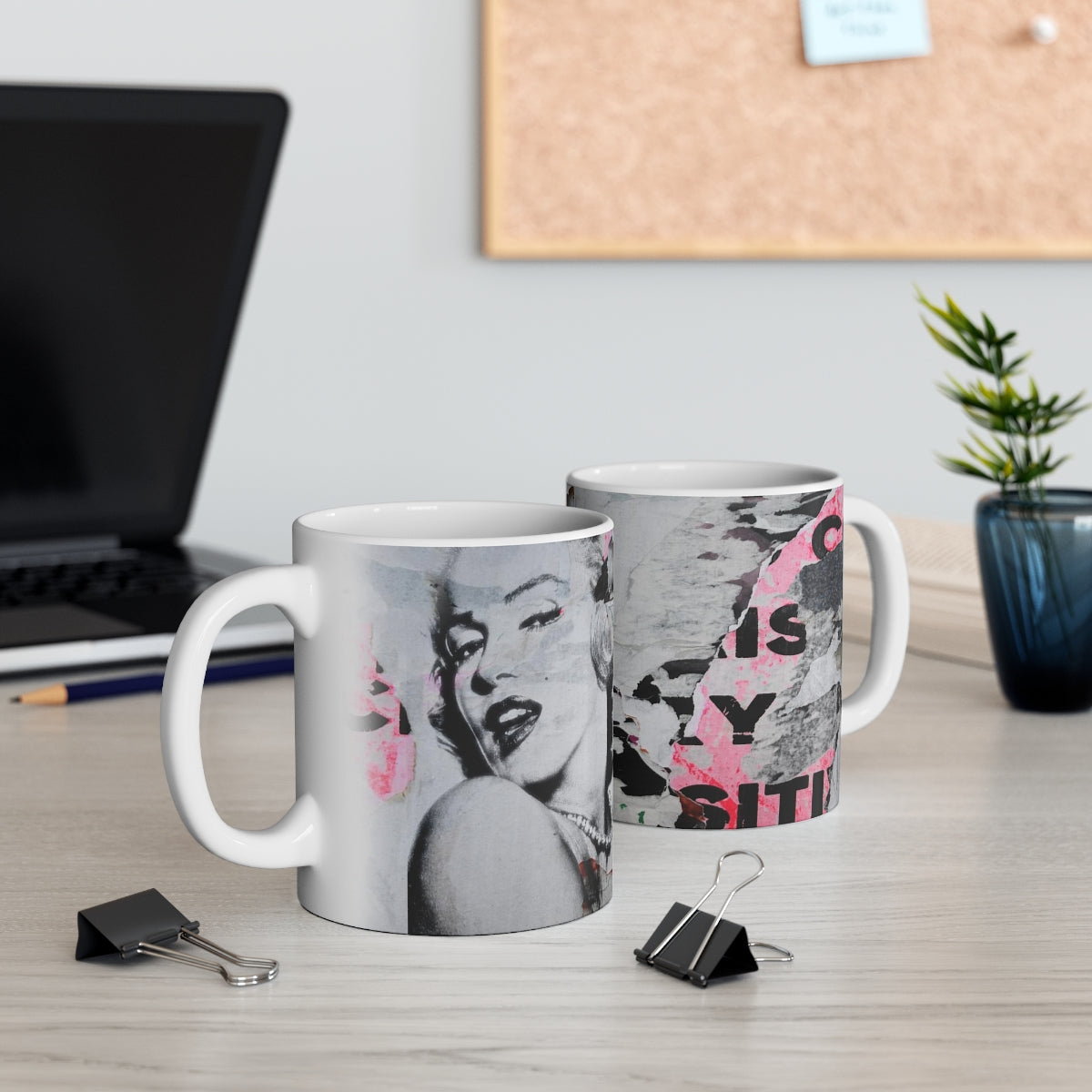 Marilyn Monroe Mug 11oz, Torn Poster Pink