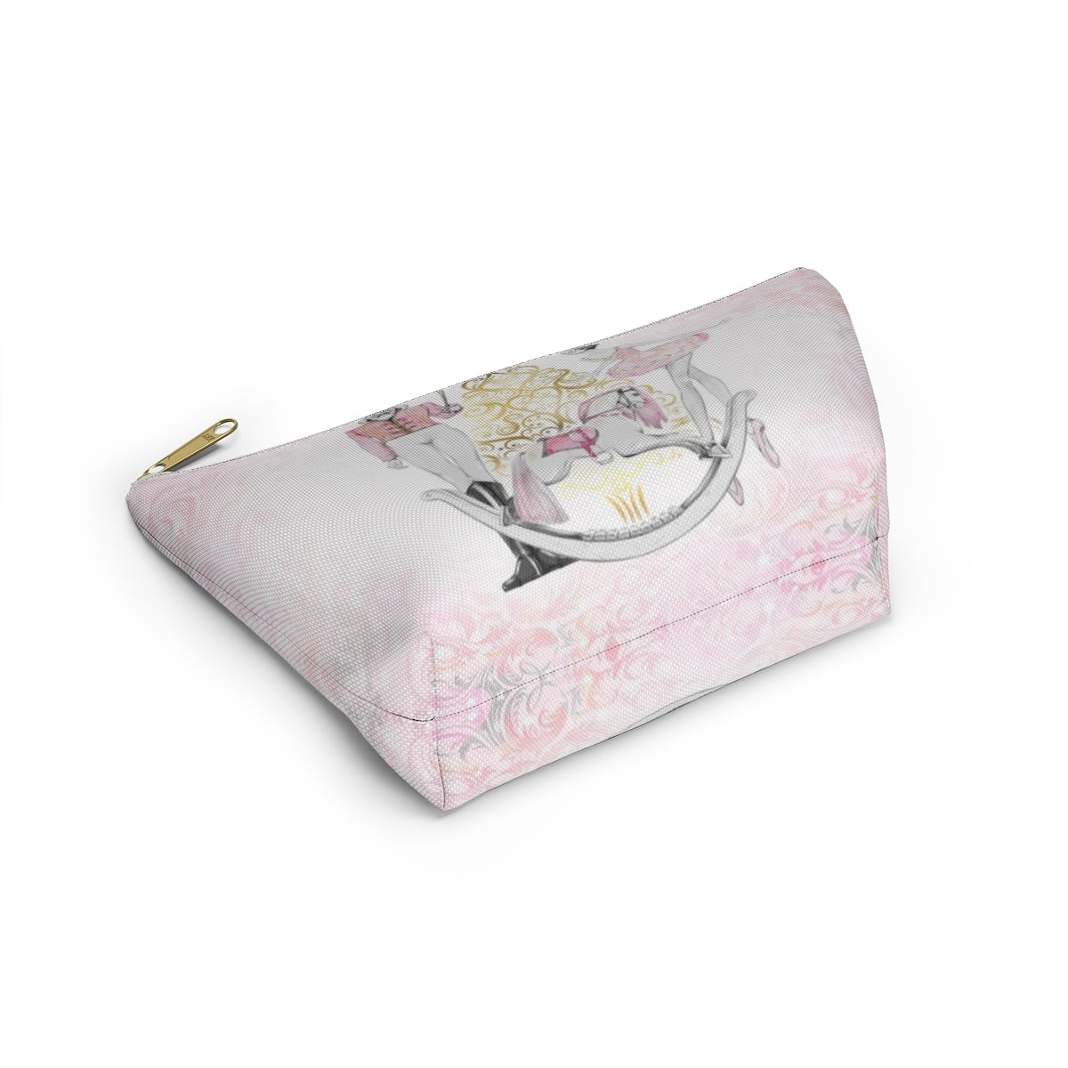 Personalized Nutcracker Ballet Cosmetic Pouch w T-bottom, Accessory Pouch, Pink and Gold