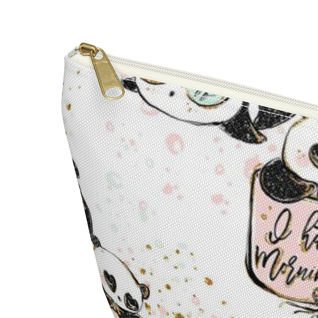 ADULT Not a Morning Panda Cosmetic Pouch w T-bottom, Accessory Pouch