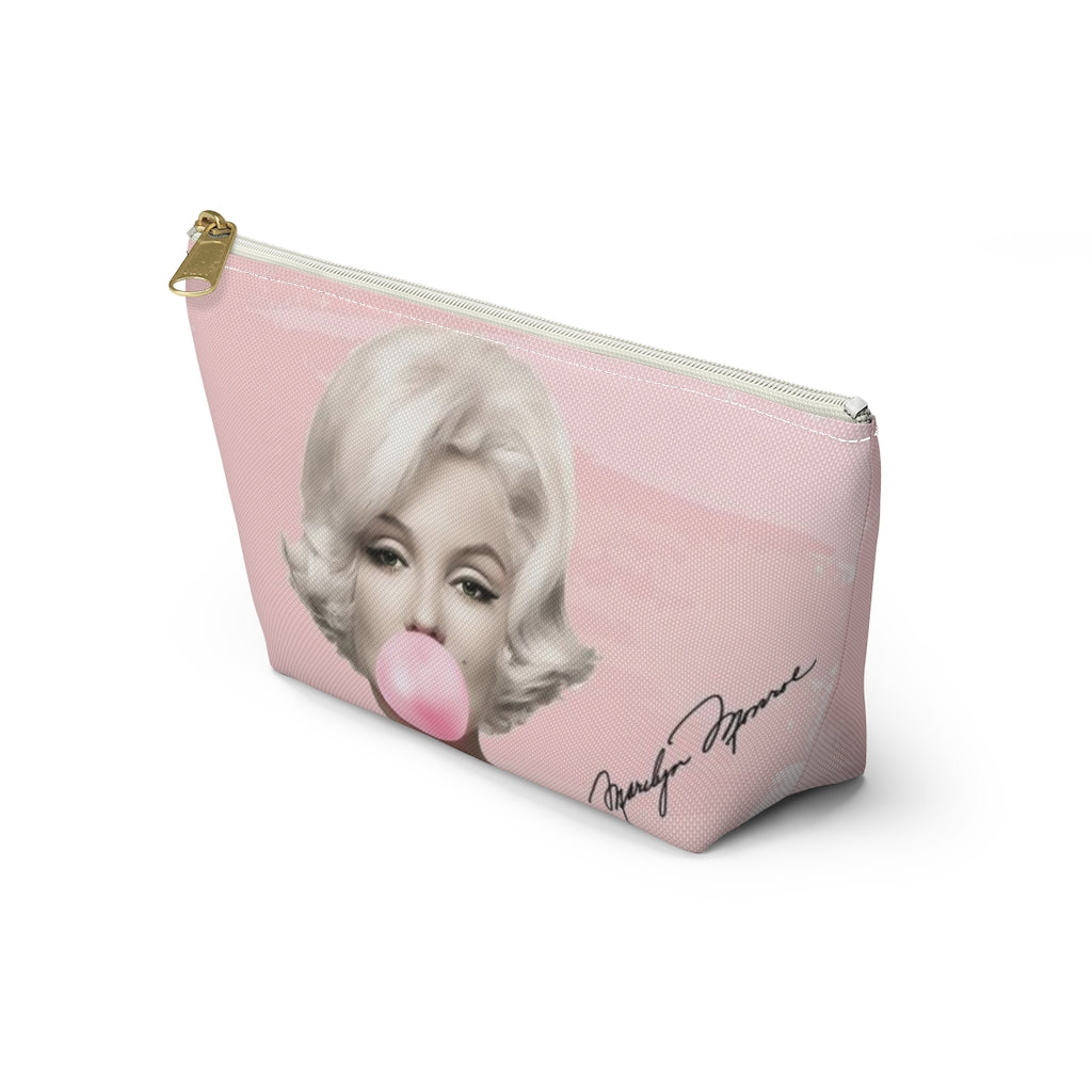 Marilyn Monroe Cosmetic Pouch w T-bottom, Accessory Pouch, Pink Signature