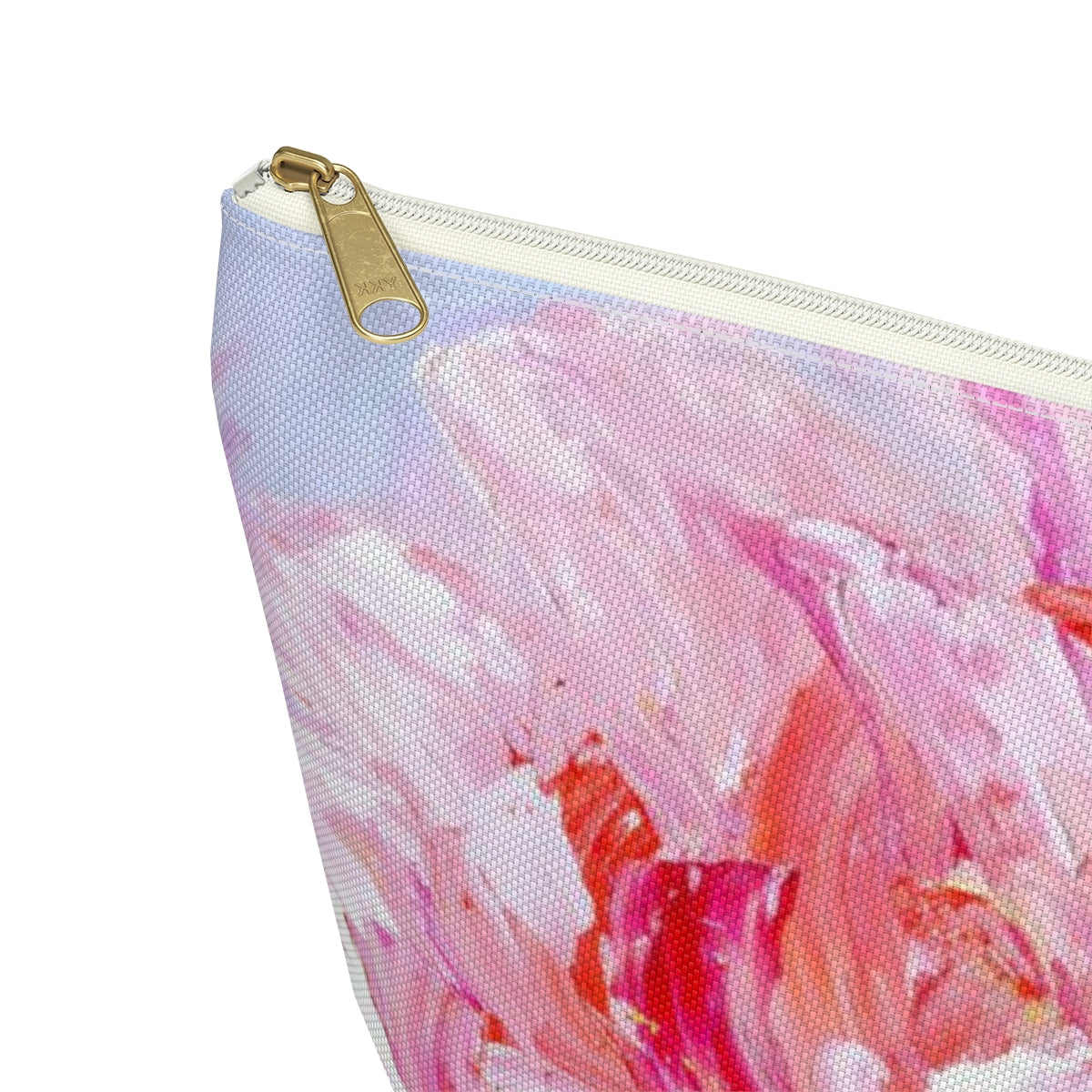 Peony Cosmetic Pouch w T-bottom, Accessory Pouch,  Pink Oil Painting