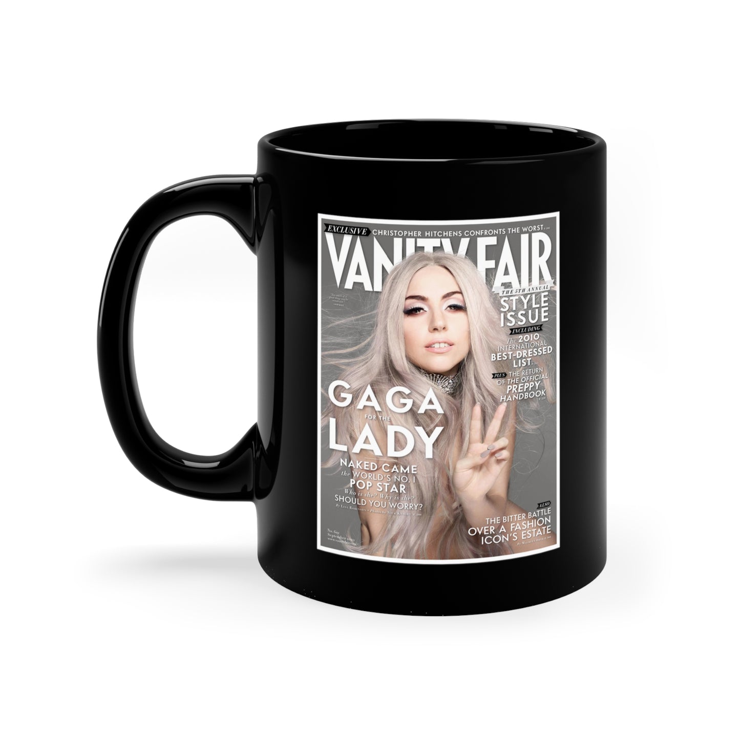 Lady Gaga VANITY FAIR Magazine Cover Mug - 11oz Black Mug - Lady Gaga Autograph Mug