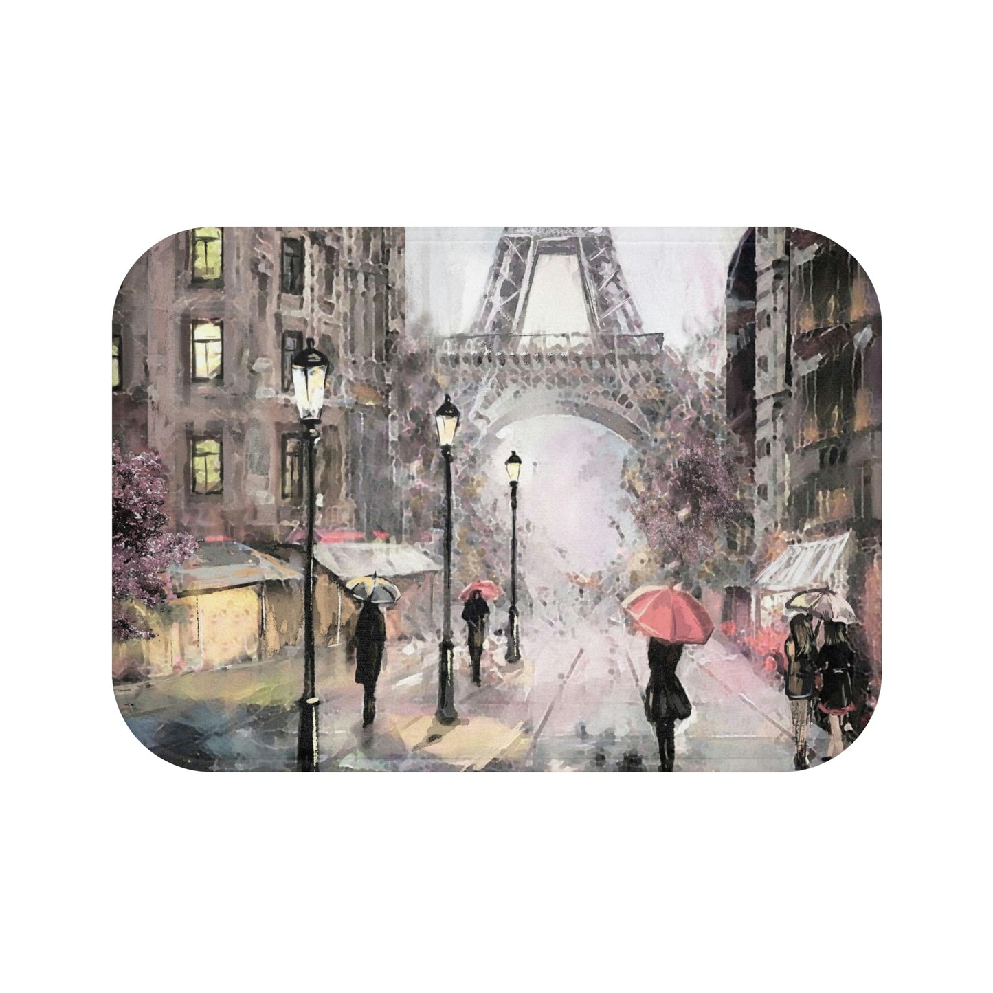 Eiffel Tower in Paris Bath Mat - Personalized Floor Mat - Abstract Paris Painting Fashion Bathroom Shower Mat