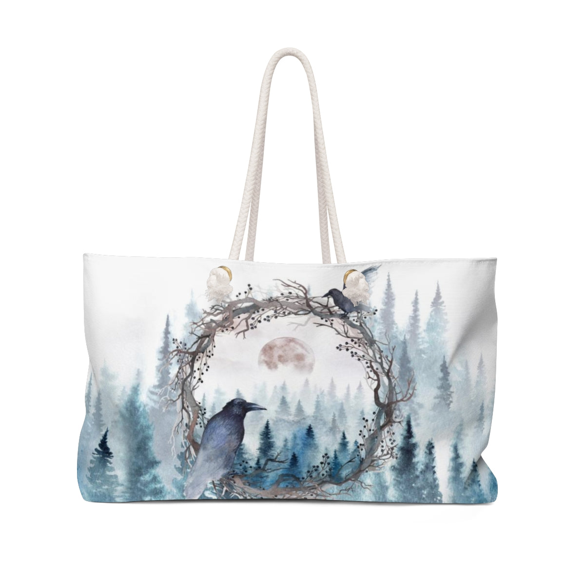 Edgar Allan Poe Inspired Raven Forrest Moon Tote Weekender Bag