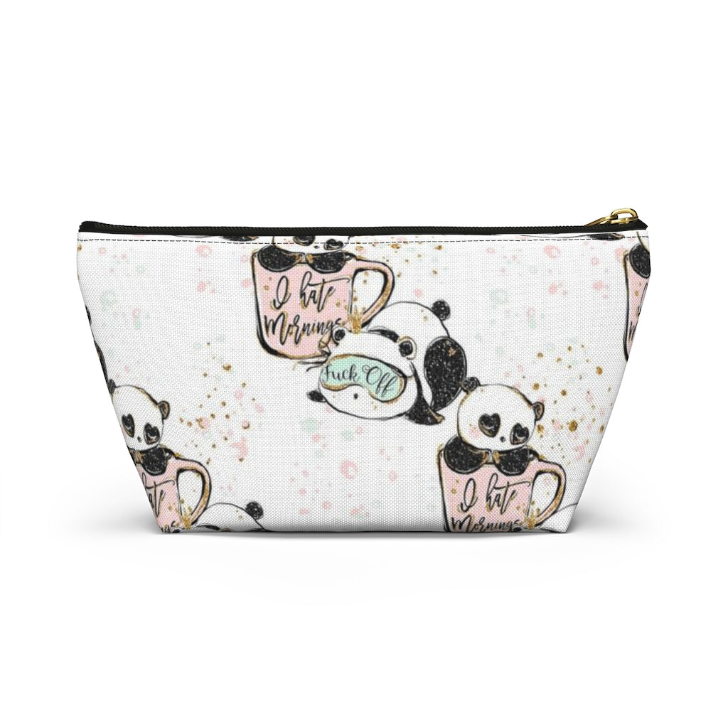 ADULT Not a Morning Panda Cosmetic Pouch w T-bottom, Accessory Pouch