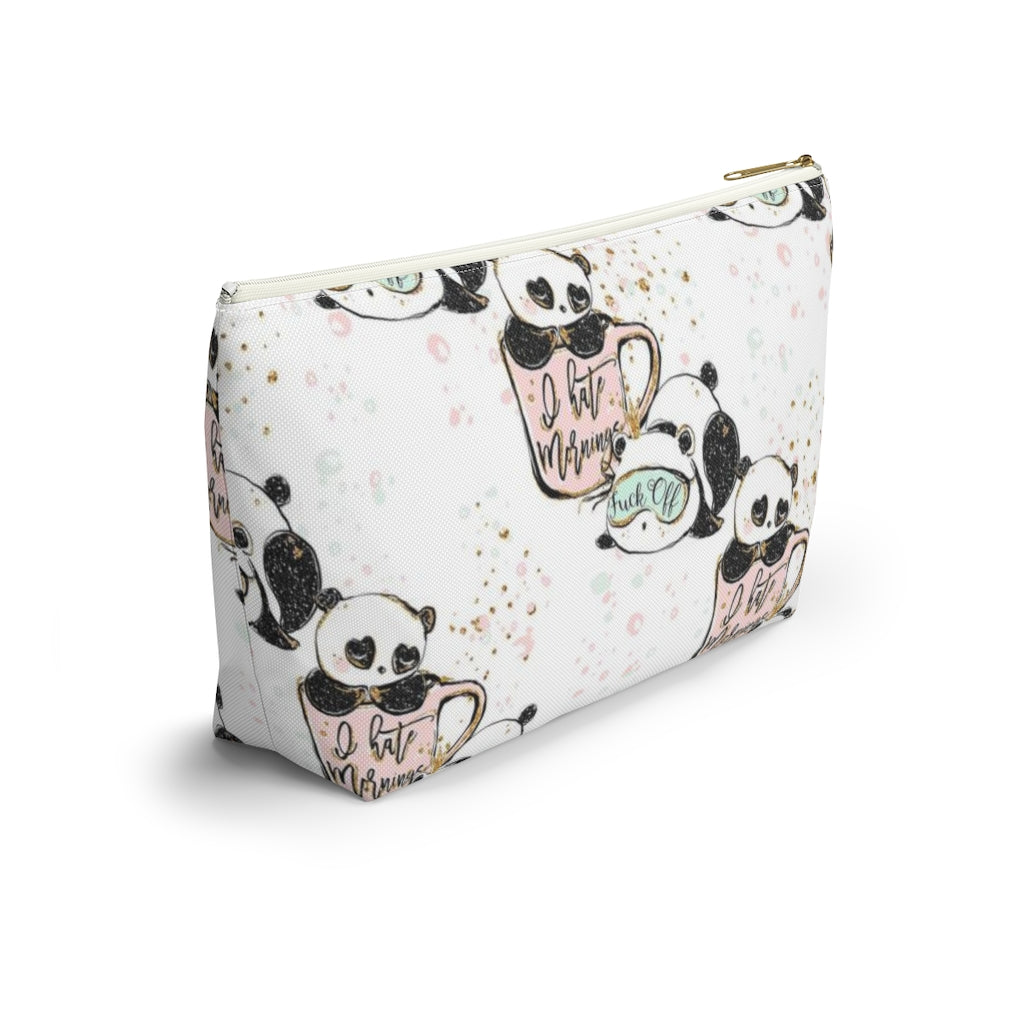 ADULT Not a Morning Panda Cosmetic Pouch w T-bottom, Accessory Pouch