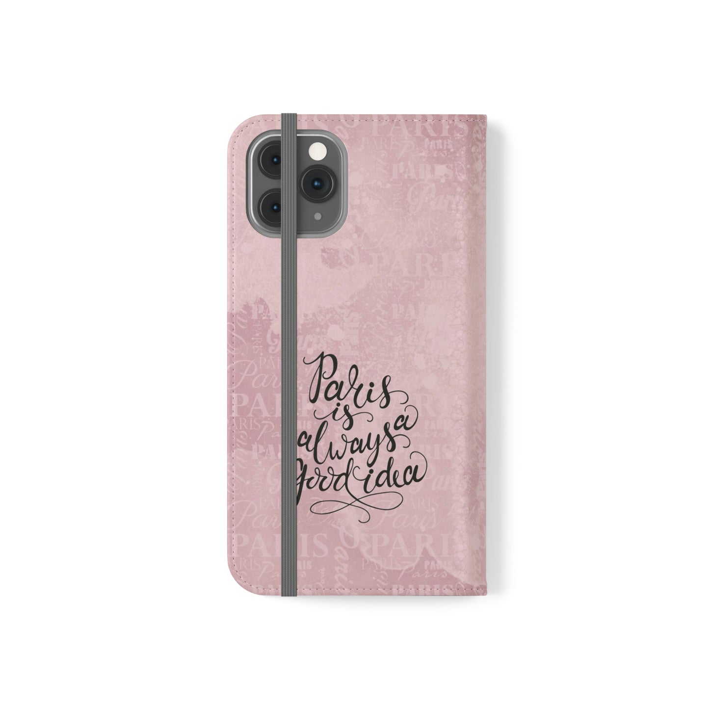 Audrey Hepburn Phone Case, Pink Paris Folio Phone Case, Paris is Always a Good Idea Smart Phone Folding Case