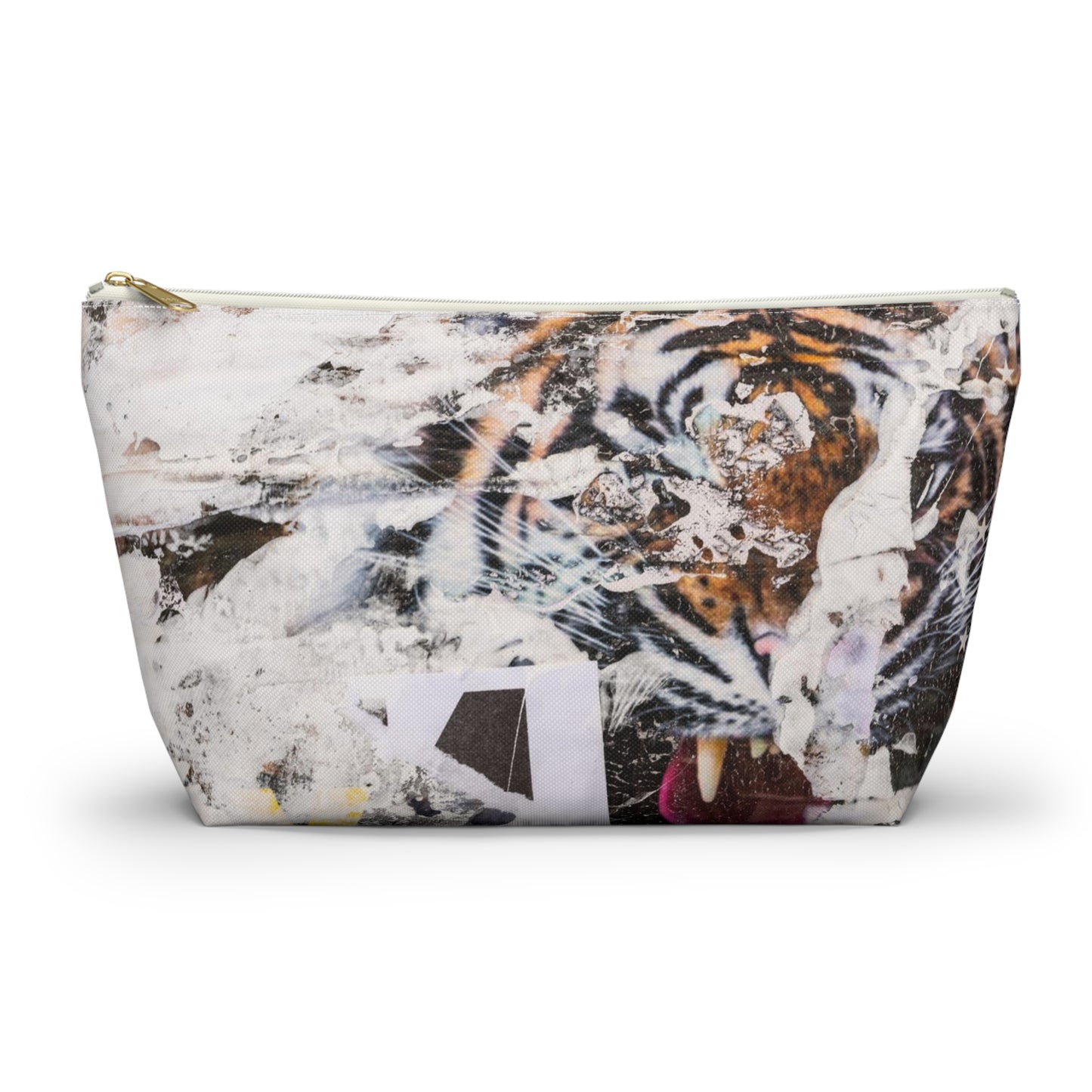 Urban Street Art Cosmetic Pouch w T-bottom, Accessory Pouch - Torn Poster Street Art Makeup Bag - Tiger Bag 4