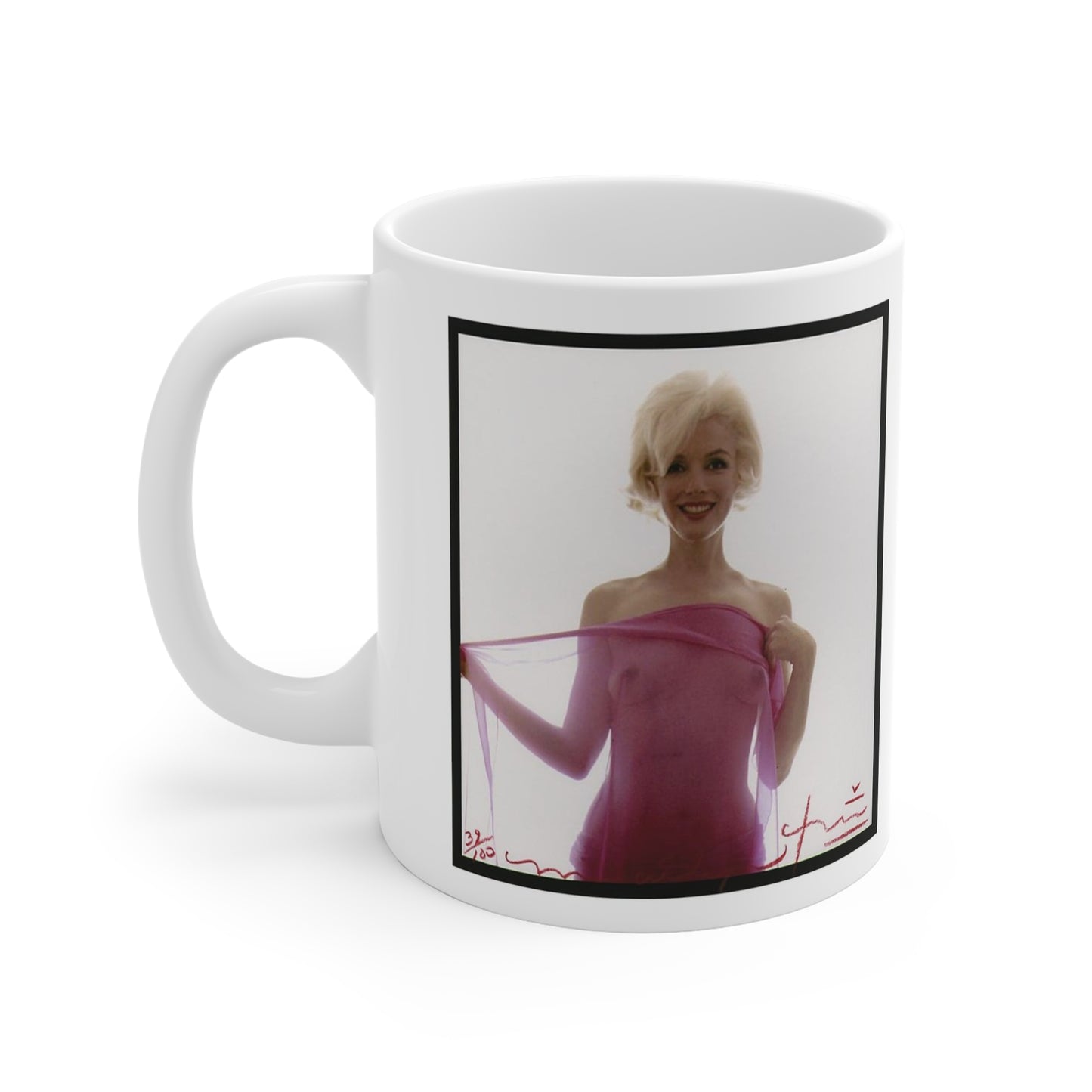 ADULT Marilyn Monroe Mug 11oz - NUDE Marilyn Monroe with Pink Sheer