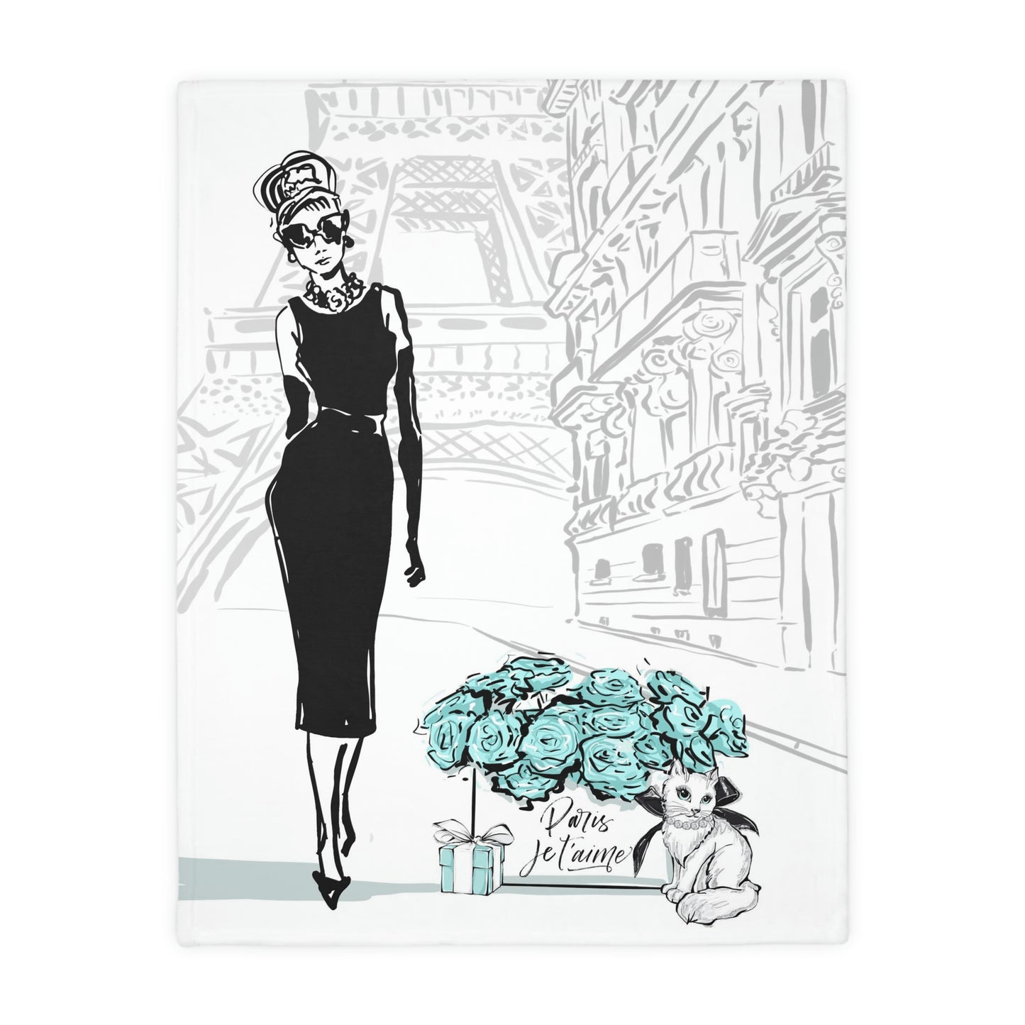 Audrey Hepburn in Paris Blanket - Velveteen Minky Throw - Breakfast at Tiffany Throw Blanket