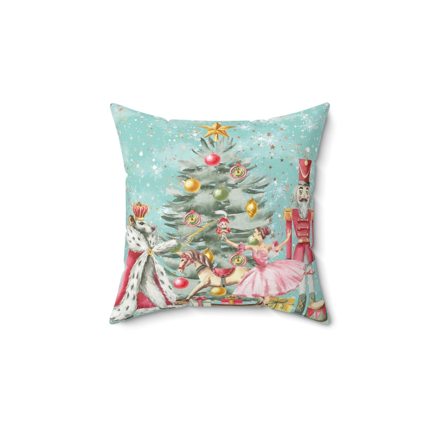 Nutcracker Ballet Pillow - Blue Green Snowflake Nutcracker Ballet Christmas Tree Cushion