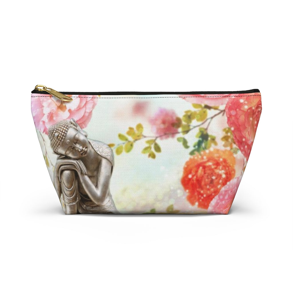 Buddha Cosmetic Pouch w T-bottom, Accessory Pouch, Rose