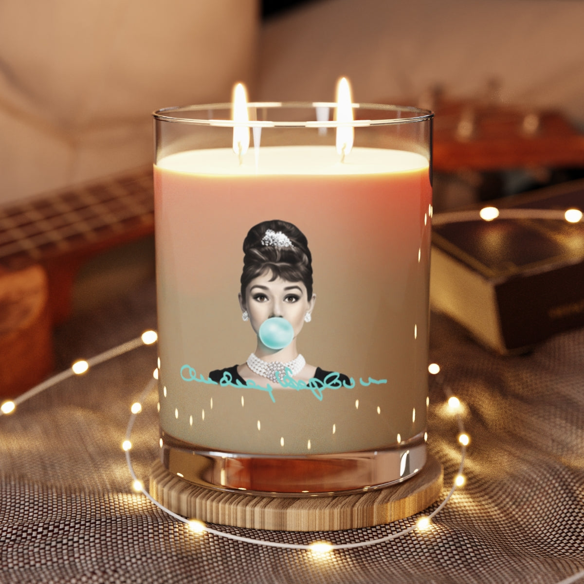 Audrey Hepburn Scented Candle - Full Glass, 11oz - Blue Autograph