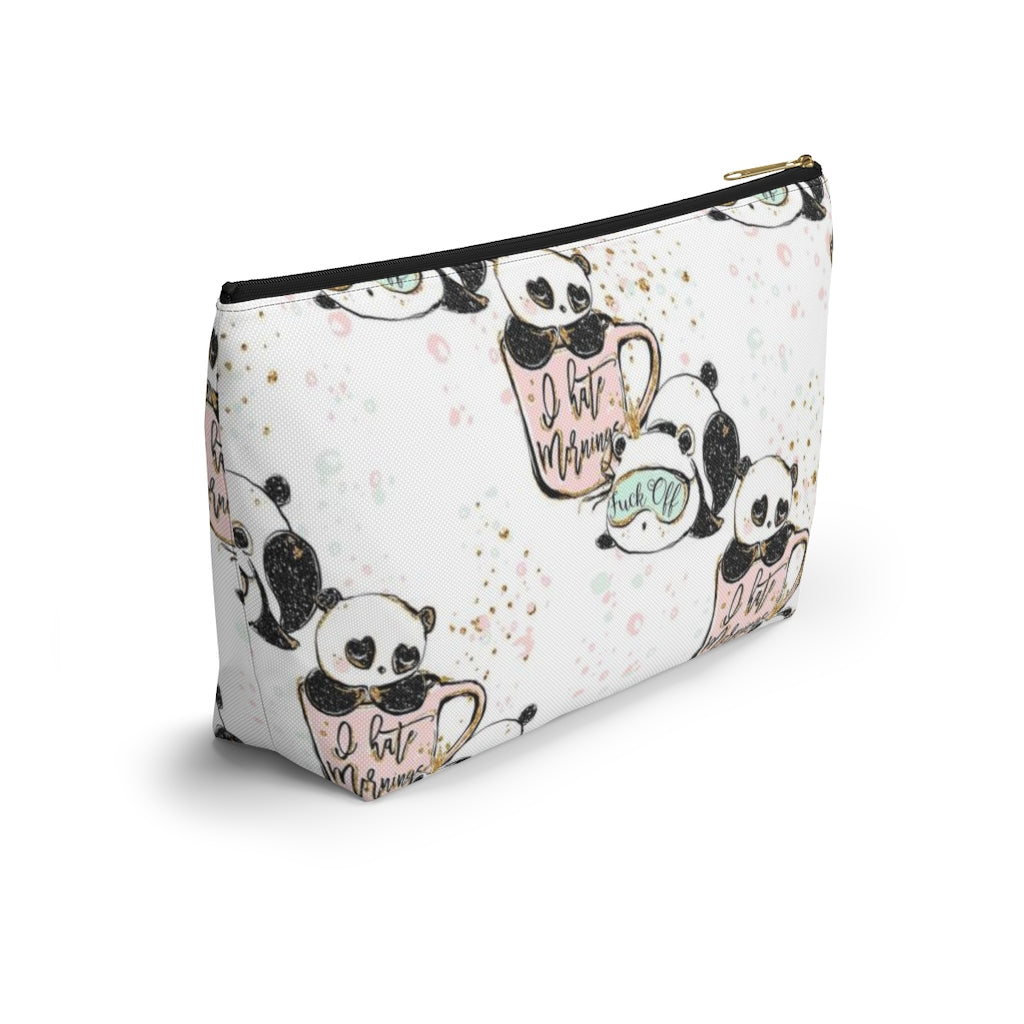 ADULT Not a Morning Panda Cosmetic Pouch w T-bottom, Accessory Pouch