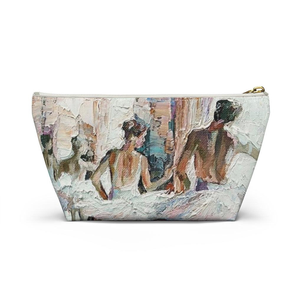 Ballerina Cosmetic Pouch w T-bottom, Accessory Pouch, Ballet Oil Painting