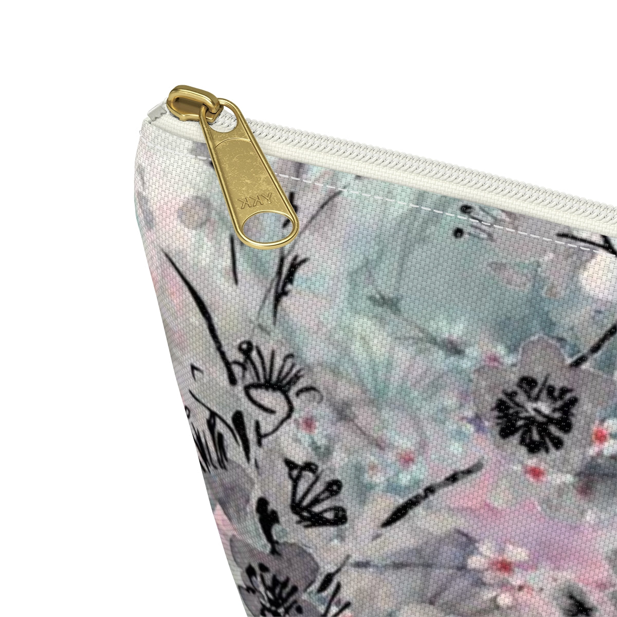 Sakura Cosmetic Pouch w T-bottom, Accessory Pouch - Watercolor Cherry Blossom