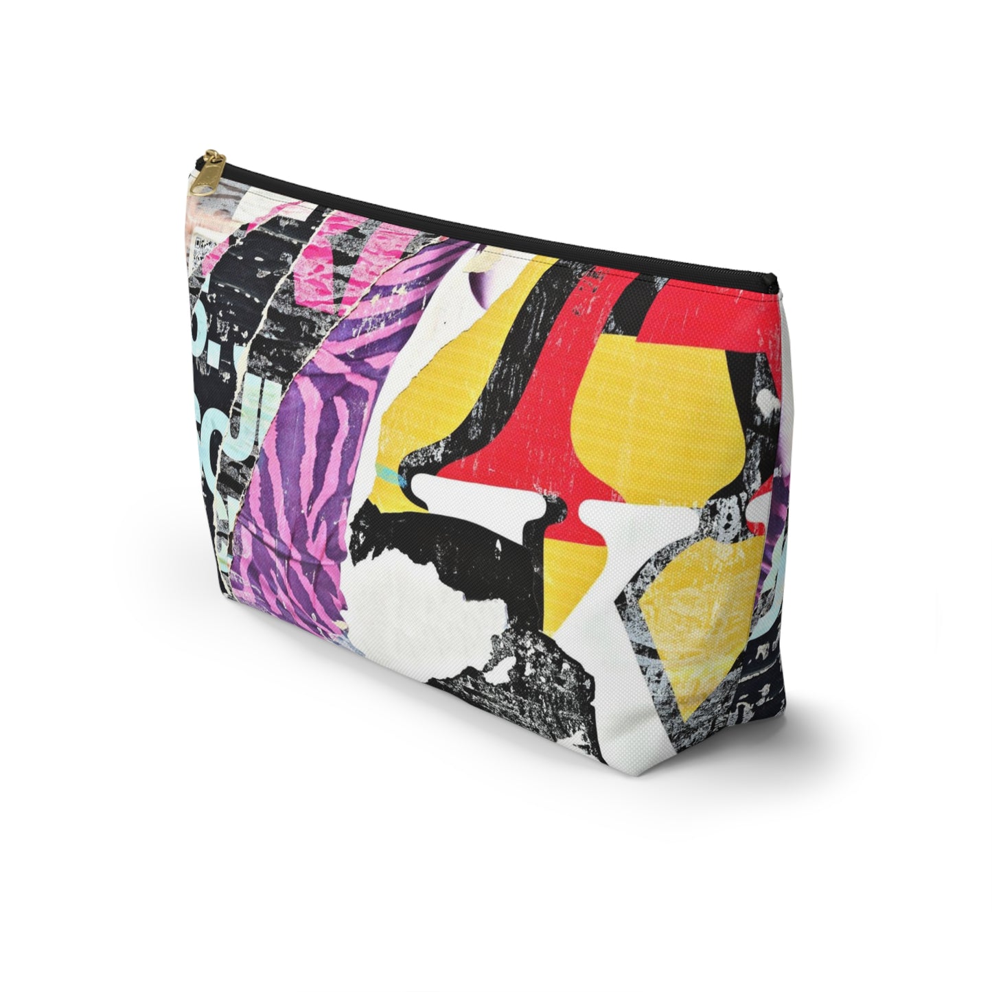 Urban Street Art Cosmetic Pouch w T-bottom, Accessory Pouch - Torn Poster Street Art Makeup Bag - Mixed Media Bag 23