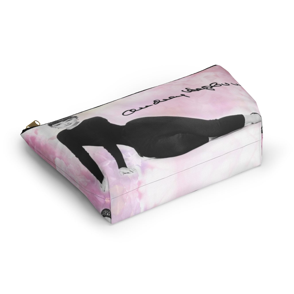 Audrey Hepburn Signature Cosmetic Pouch w T-bottom, Accessory Pouch, Pink