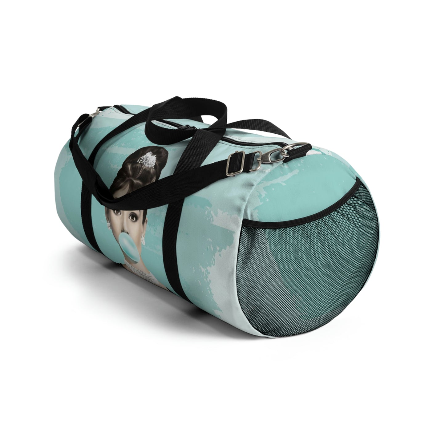 Personalized Audrey Hepburn Duffel Bag - Blue Bubblegum