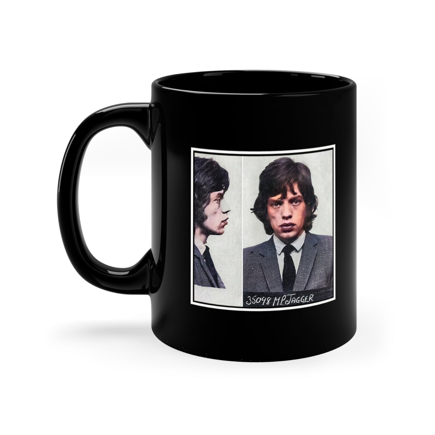 Mick Jagger Mugshot Mug -  11oz Black - Mick Jagger Autograph Mug