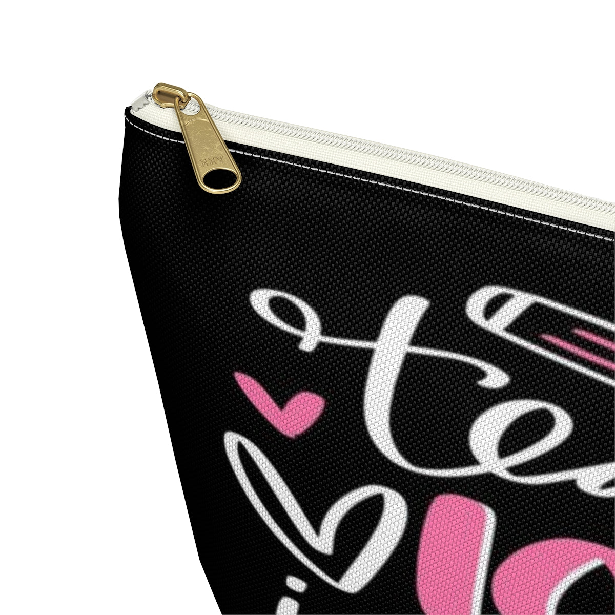 Teach Love Inspire Cosmetic Pouch w T-bottom, Accessory Pouch, Pink