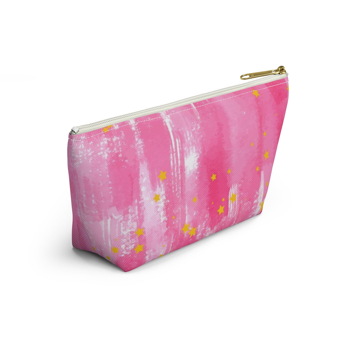 You are the Best Teacher Cosmetic Pouch w T-bottom, Accessory Pouch, Pink with Gold Stars