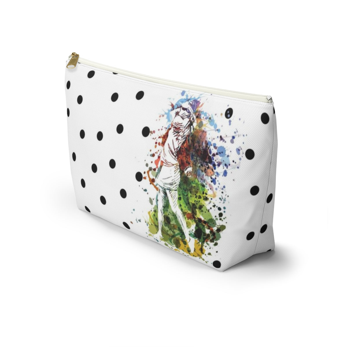 Personalized Golf Cosmetic Pouch w T-bottom, Accessory Pouch, Golfer Polka Dot