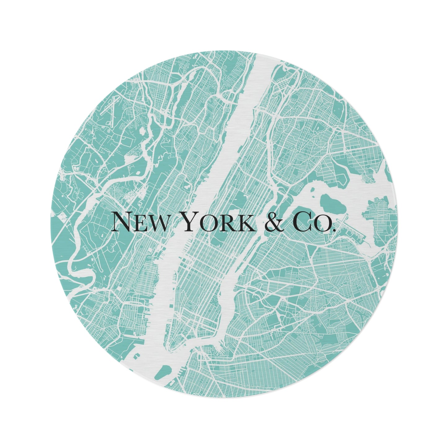 New York Map Round Chenille Round Rug - 60 Inch Floor Mat - Custom and Personalized Rug - Your City & Co.