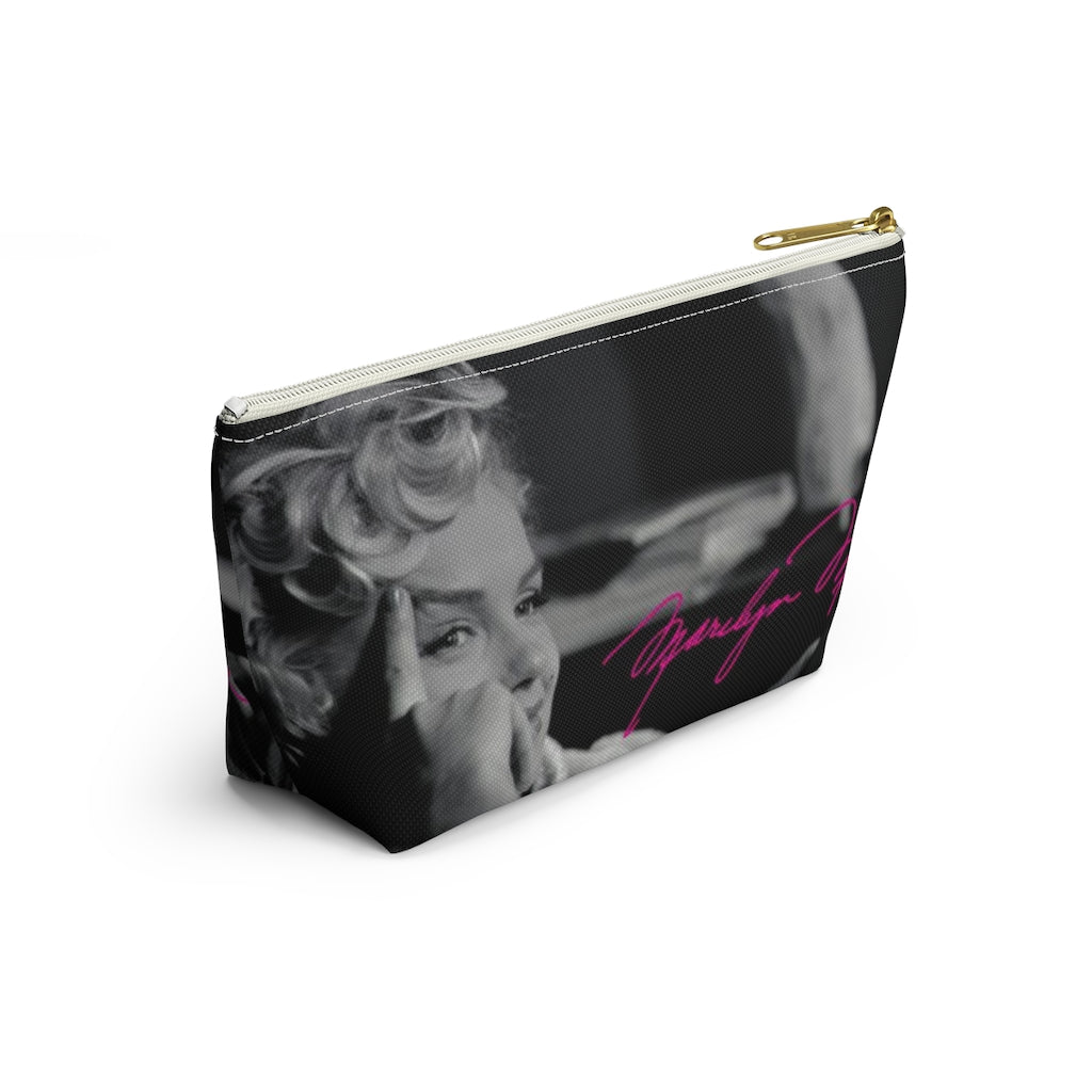 Marilyn Monroe Cosmetic Pouch w T-bottom, Accessory Pouch, Hot Pink Signature