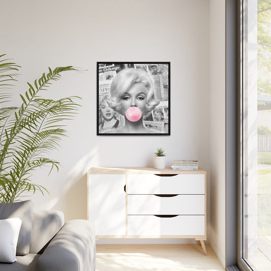 Marilyn Monroe Wall Canvas, Matte Canvas, Black Frame - International News Marilyn Bubblegum