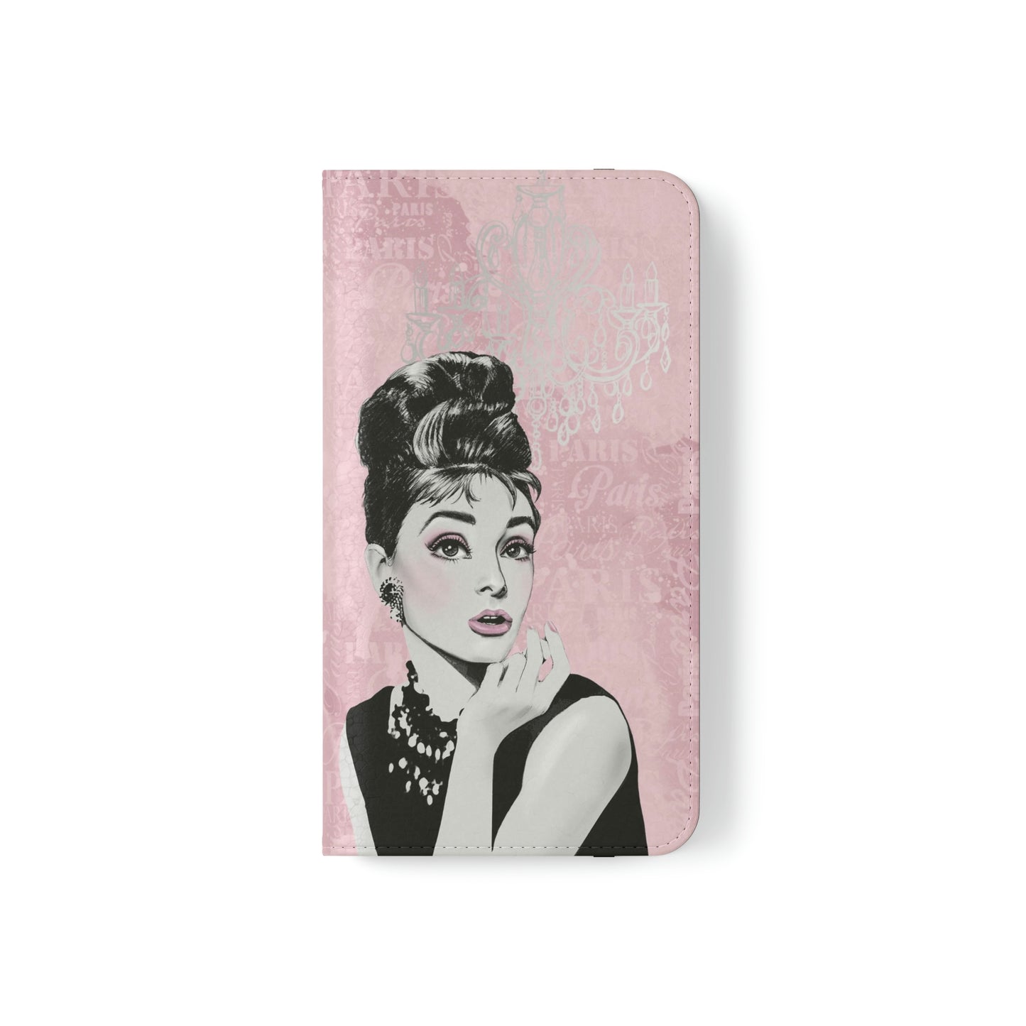 Audrey Hepburn Phone Case, Pink Paris Folio Phone Case, Paris is Always a Good Idea Smart Phone Folding Case