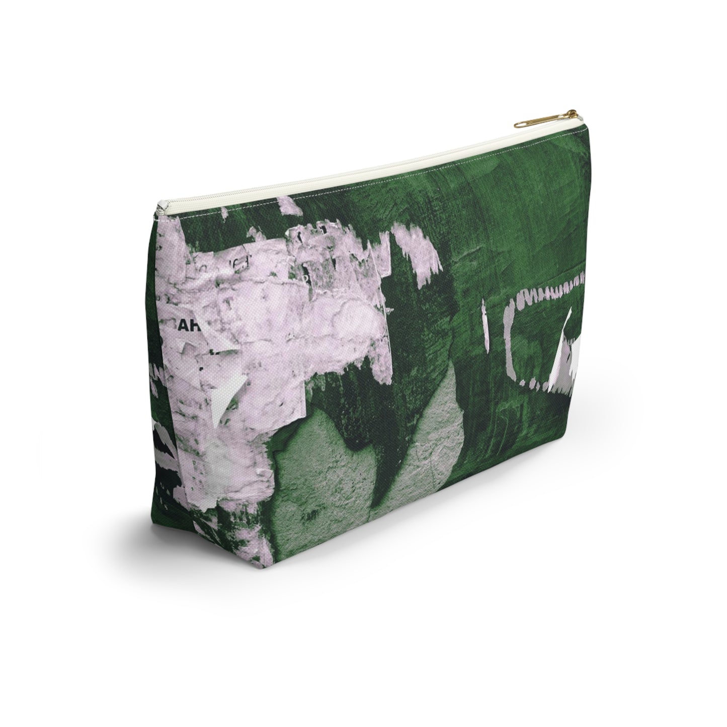 Urban Street Art Cosmetic Pouch w T-bottom, Accessory Pouch - Torn Poster Street Art Makeup Bag - Emerald Bag 9