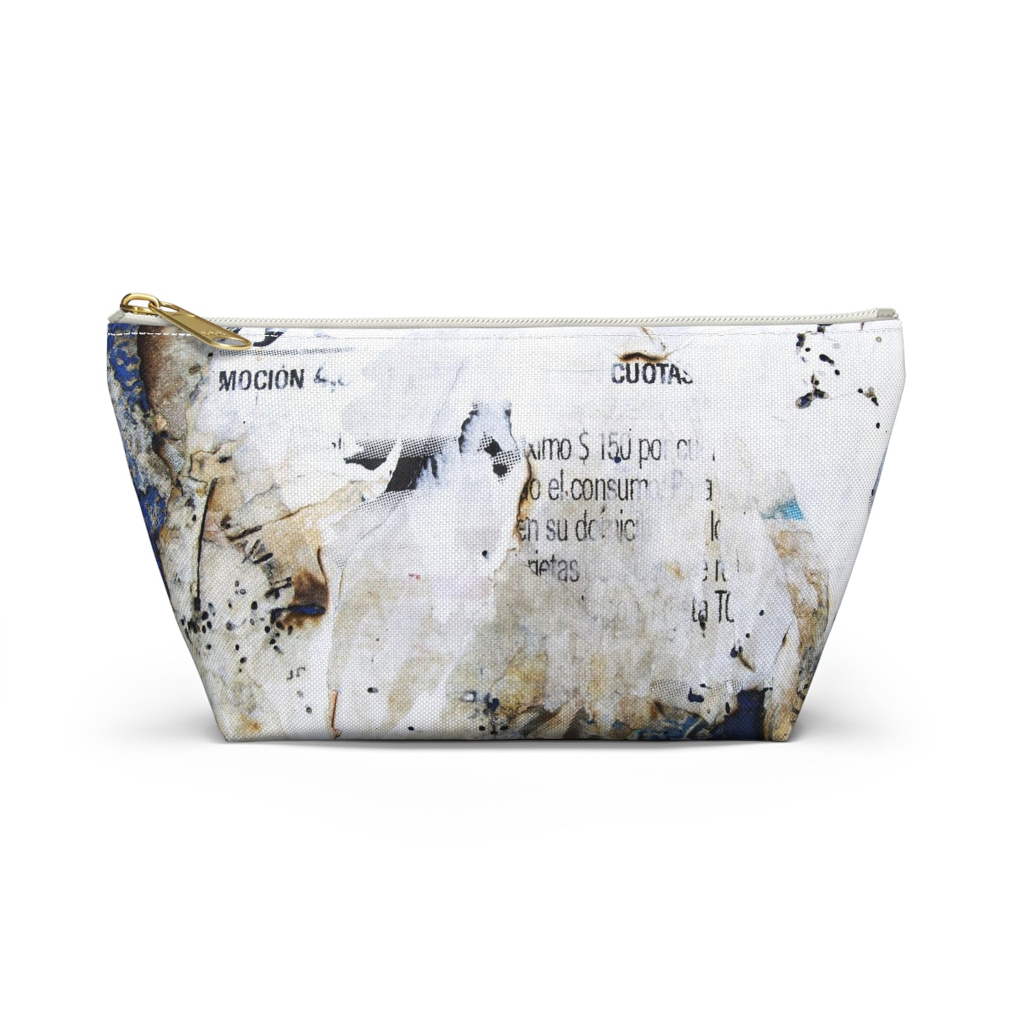 Urban Street Art Cosmetic Pouch w T-bottom, Accessory Pouch - Torn Poster Street Art Makeup Bag - Azule Bag 13