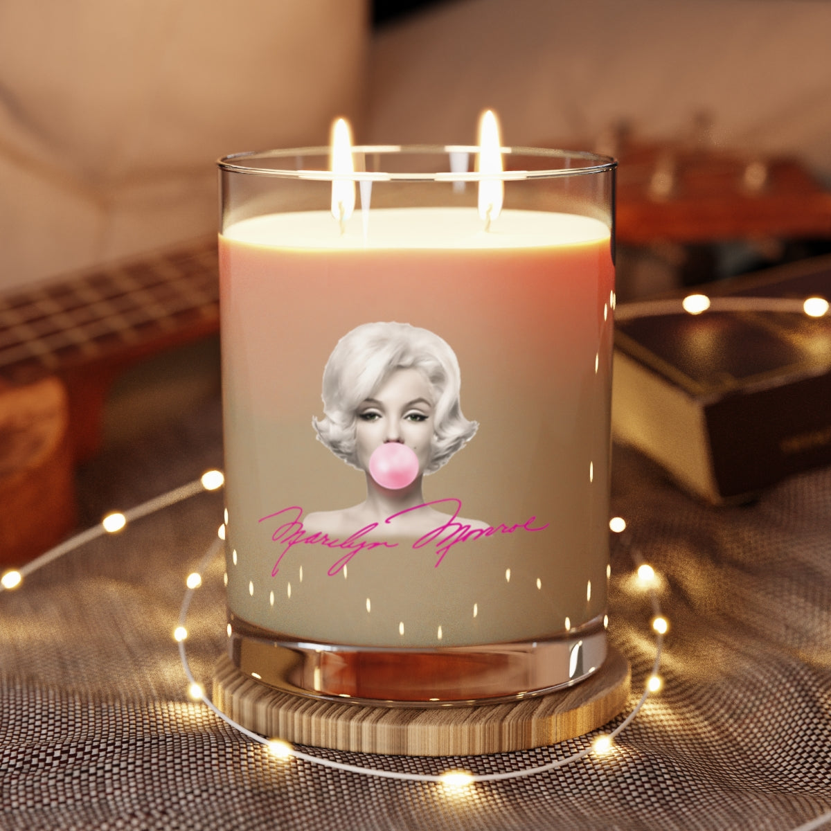 Marilyn Monroe Scented Candle - Full Glass, 11oz - Hot Pink Autograph