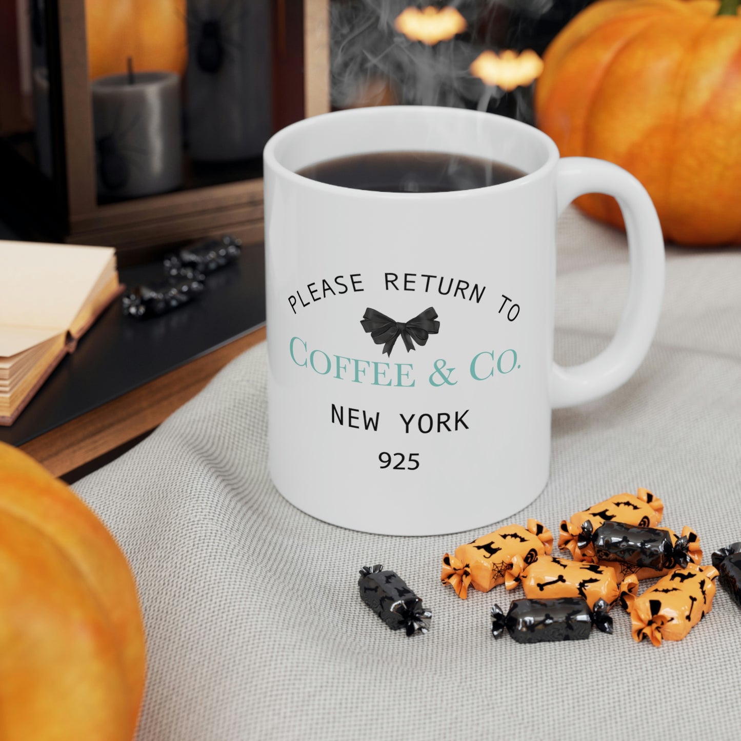 Please Return to Coffee & Co. Mug - 11oz White Ceramic Mug - Breakfast at Tiffany Inspired