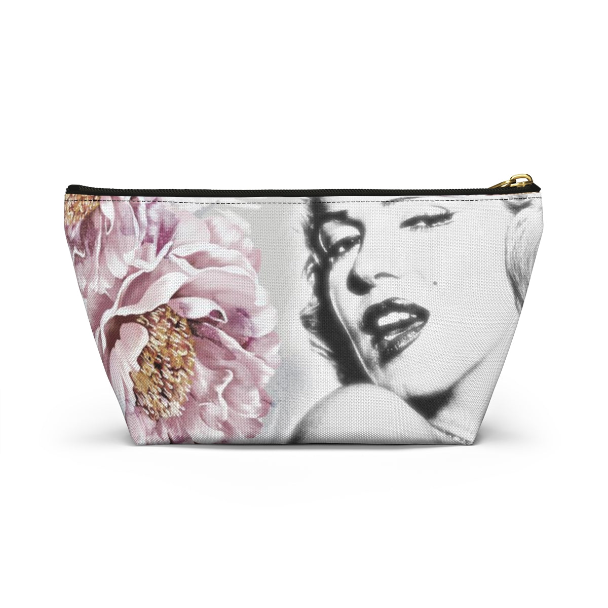 Marilyn Monroe Pouch w T-bottom, Accessory Pouch - Pink Peonies