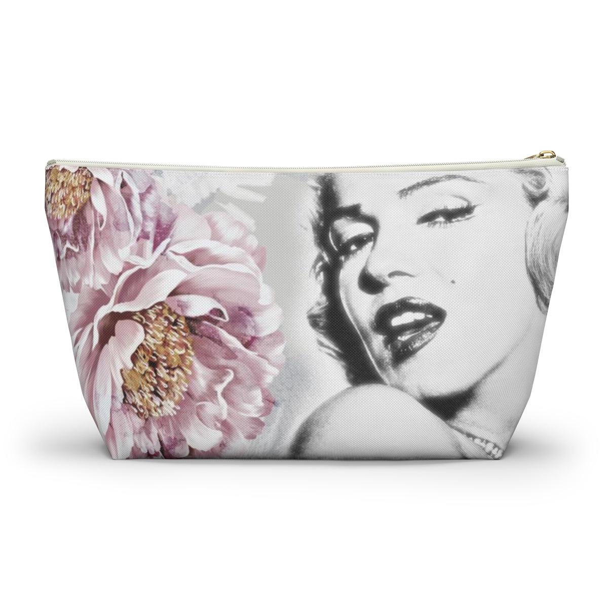 Marilyn Monroe Pouch w T-bottom, Accessory Pouch - Pink Peonies