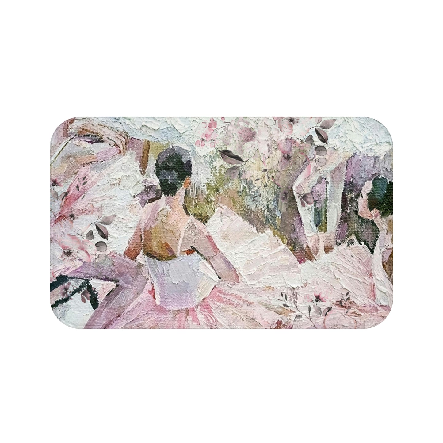 Abstract Ballet Bath Mat - Pink Ballerina Floor Mat - Abstract Oil Painting Tutu Bathroom Shower Mat