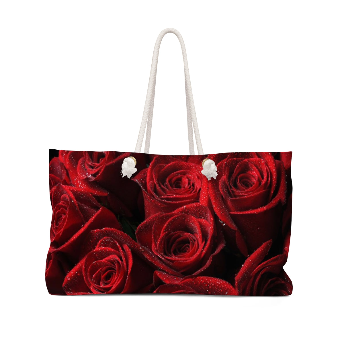 Personalized Rose Tote Weekender Bag - Red Rose and Leopard