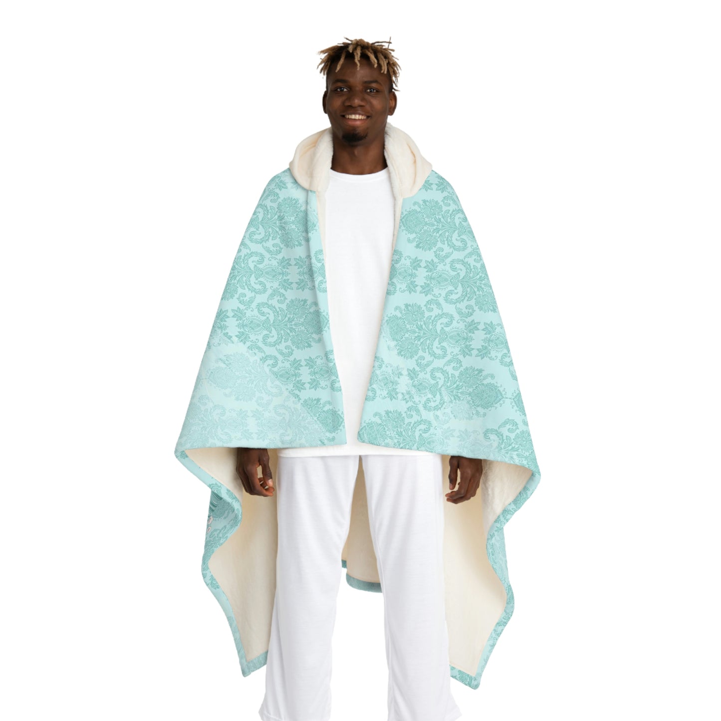 Happy Girls are the Prettiest Blanket with Hood, Sherpa Fleece with Hood, Hooded Shrug, Hooded Blanket - Blue Green Breakfast at Tiffany