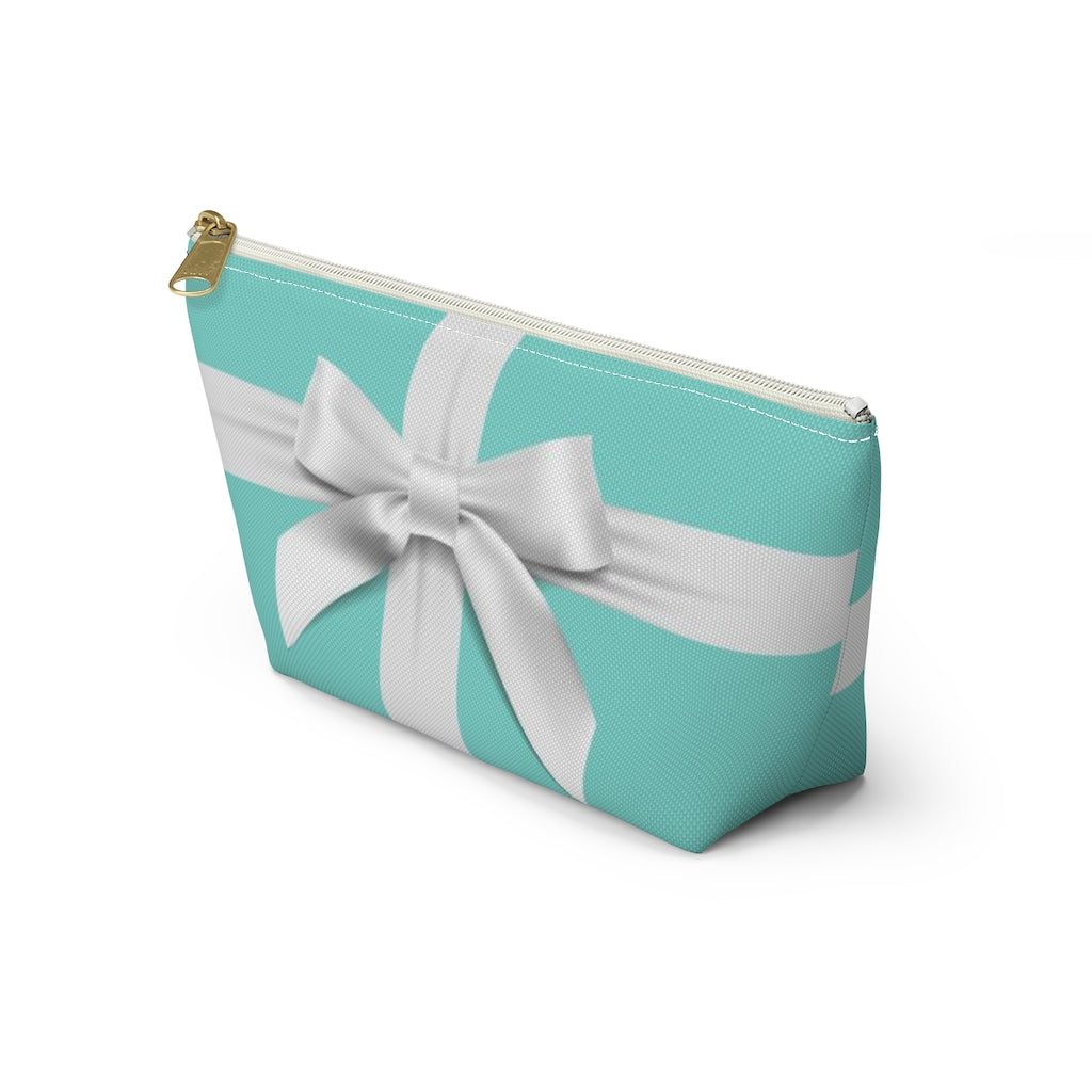 Little Blue Box Cosmetic Pouch w T-bottom, Accessory Pouch