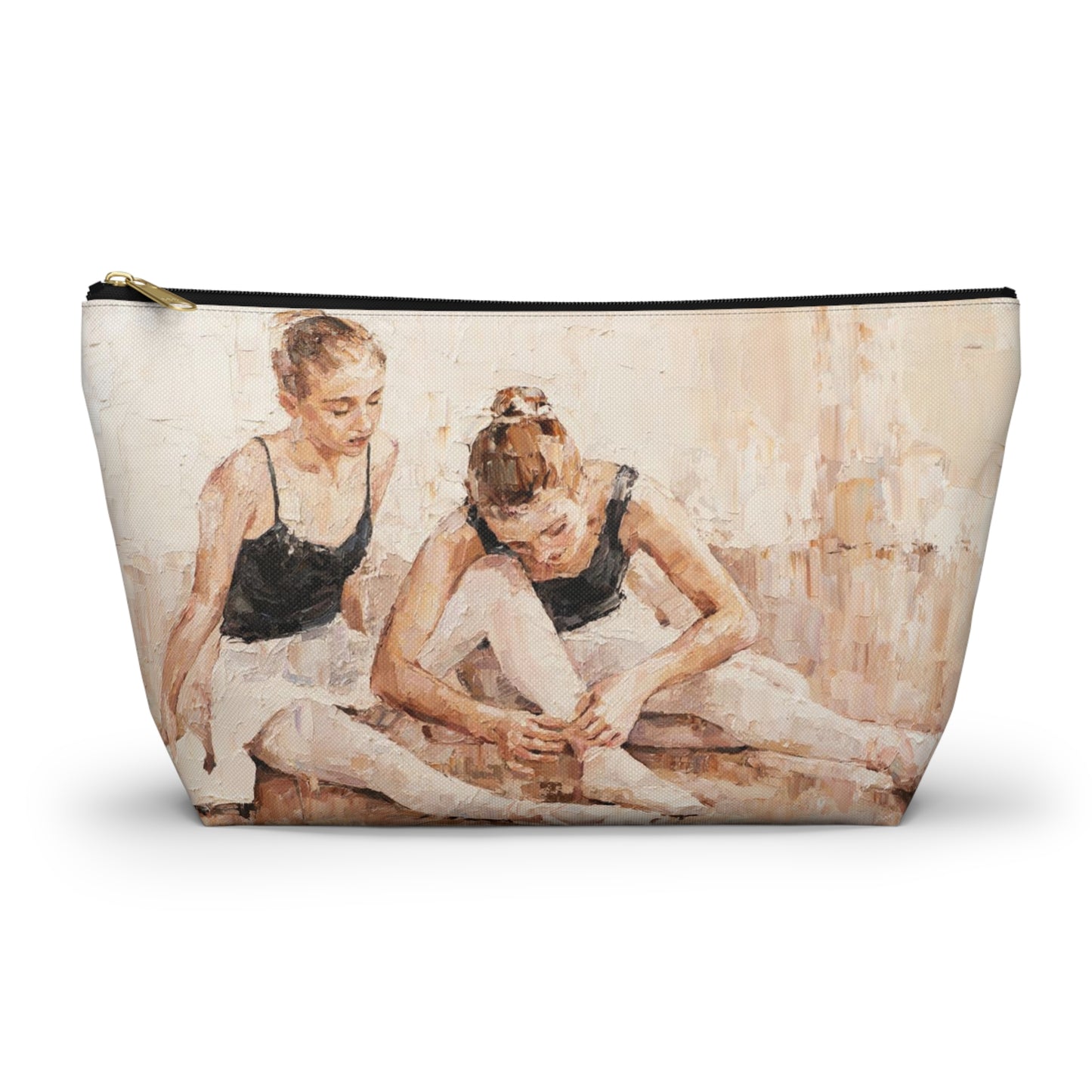 Ballet Cosmetic Pouch w T-bottom, Accessory Pouch - Ballerina Sisters Oil Painting