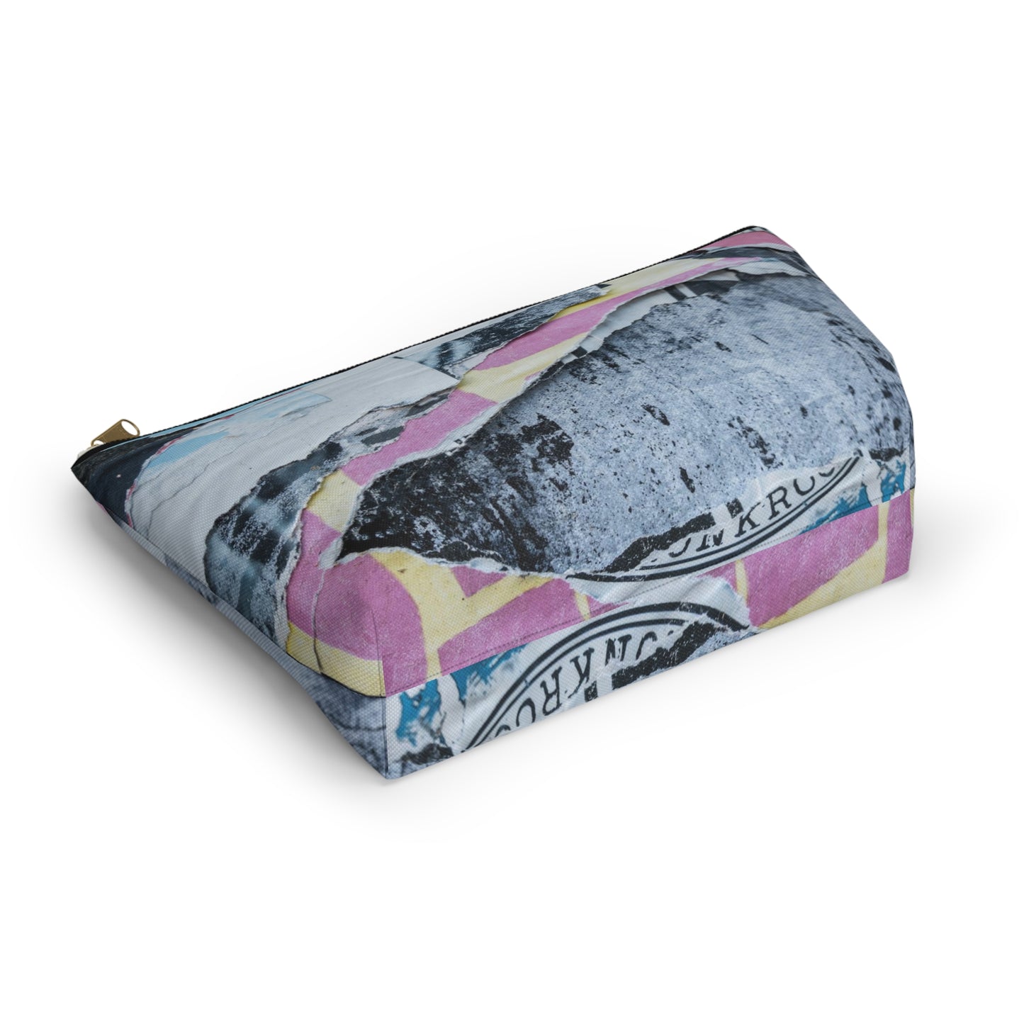 Urban Street Art Cosmetic Pouch w T-bottom, Accessory Pouch - Torn Poster Street Art Makeup Bag - Punk Rock Bag 12