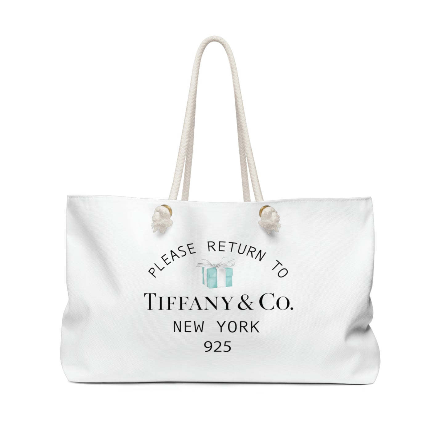 Personalized Please Return to Me Little Blue Box Weekender Bag - Rope Tote - Breakfast at Tiffany Inspired Bag