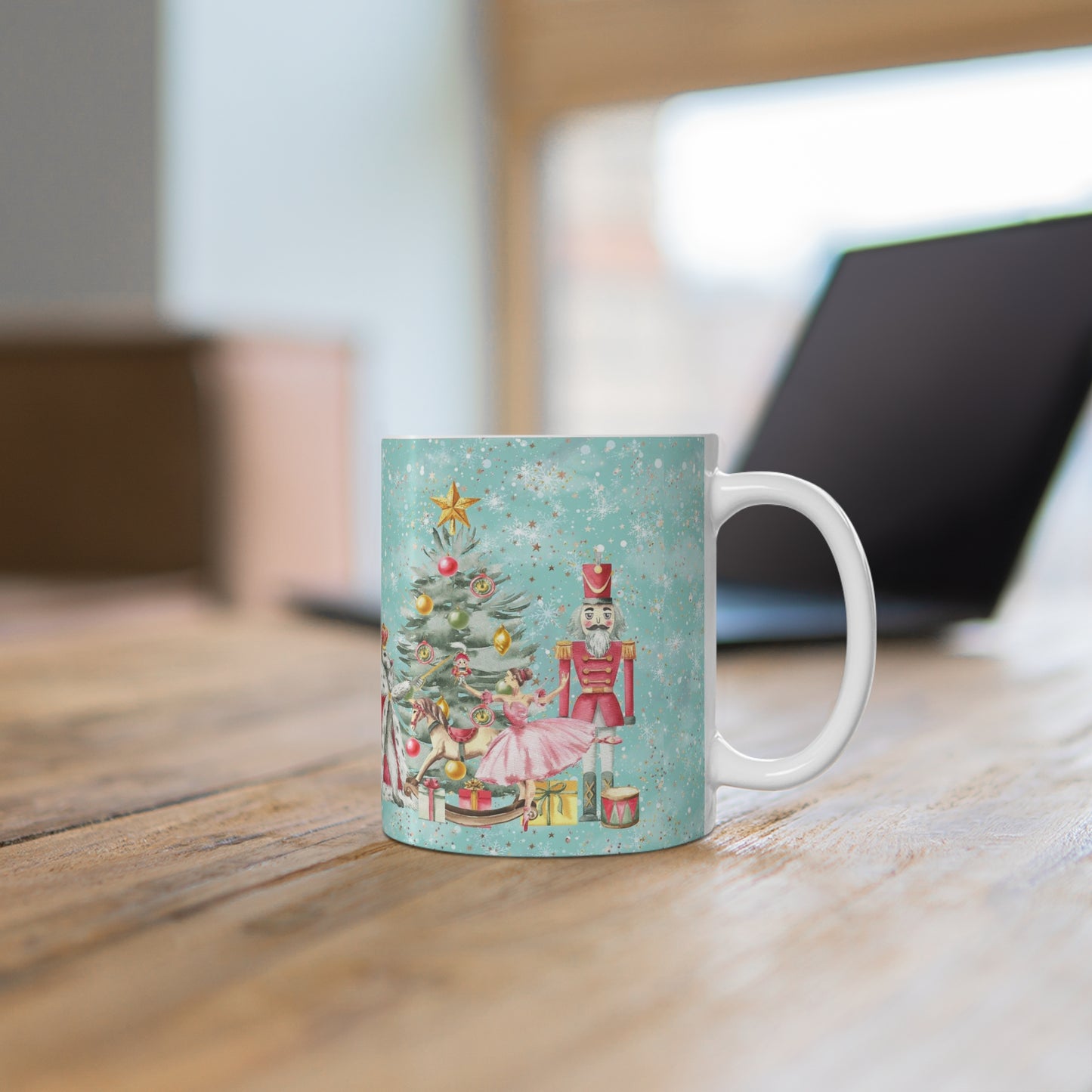 Personalized Nutcracker Mug 11oz - Blue Green Snowflake Nutcracker Ballet Mug